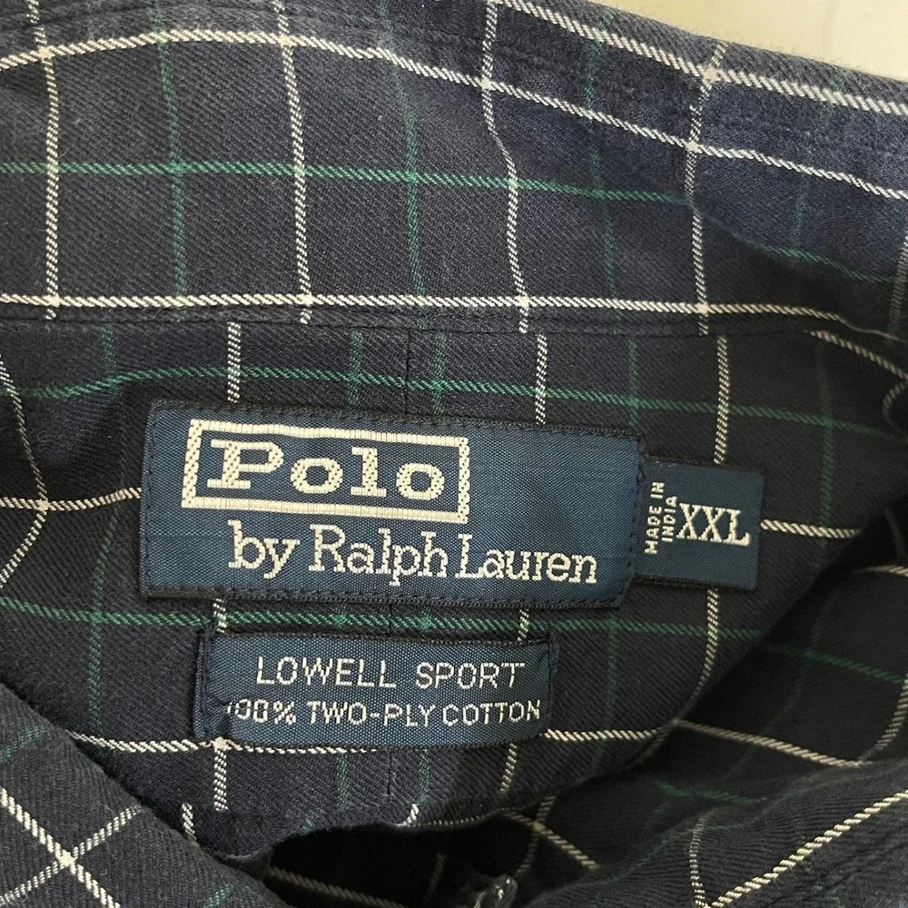 Vintage Polo Ralph Lauren Lowell‎ Sport Button Down Shirt Men XXL Navy Plaid
